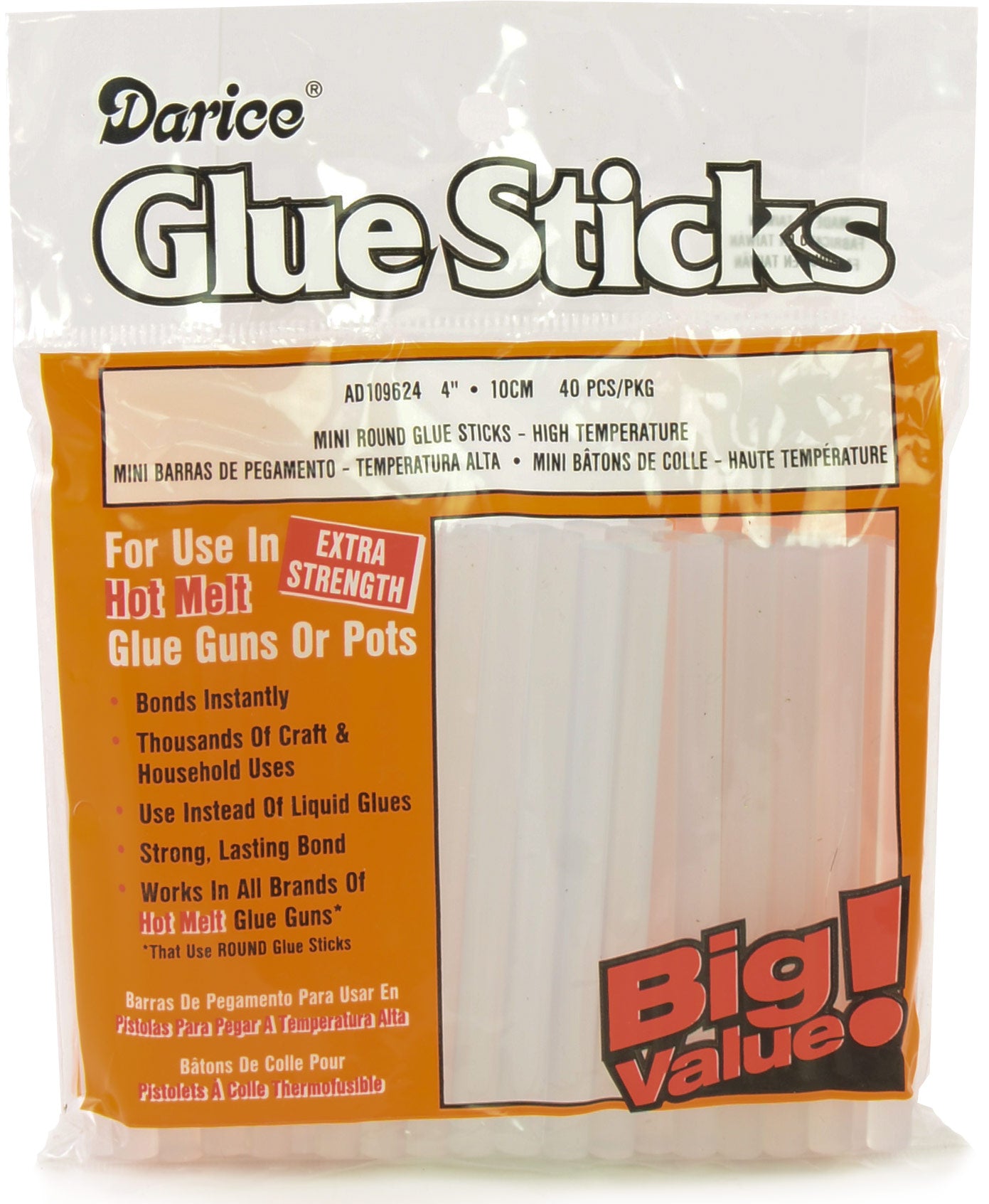 5/16" Hot Temperature Glue Sticks: Value Pack (40) Item Number: AD109624