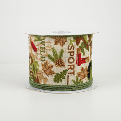 2.5" Hunting Ribbon: Light Natural, Tan, Moss, Brown (10 Yards)