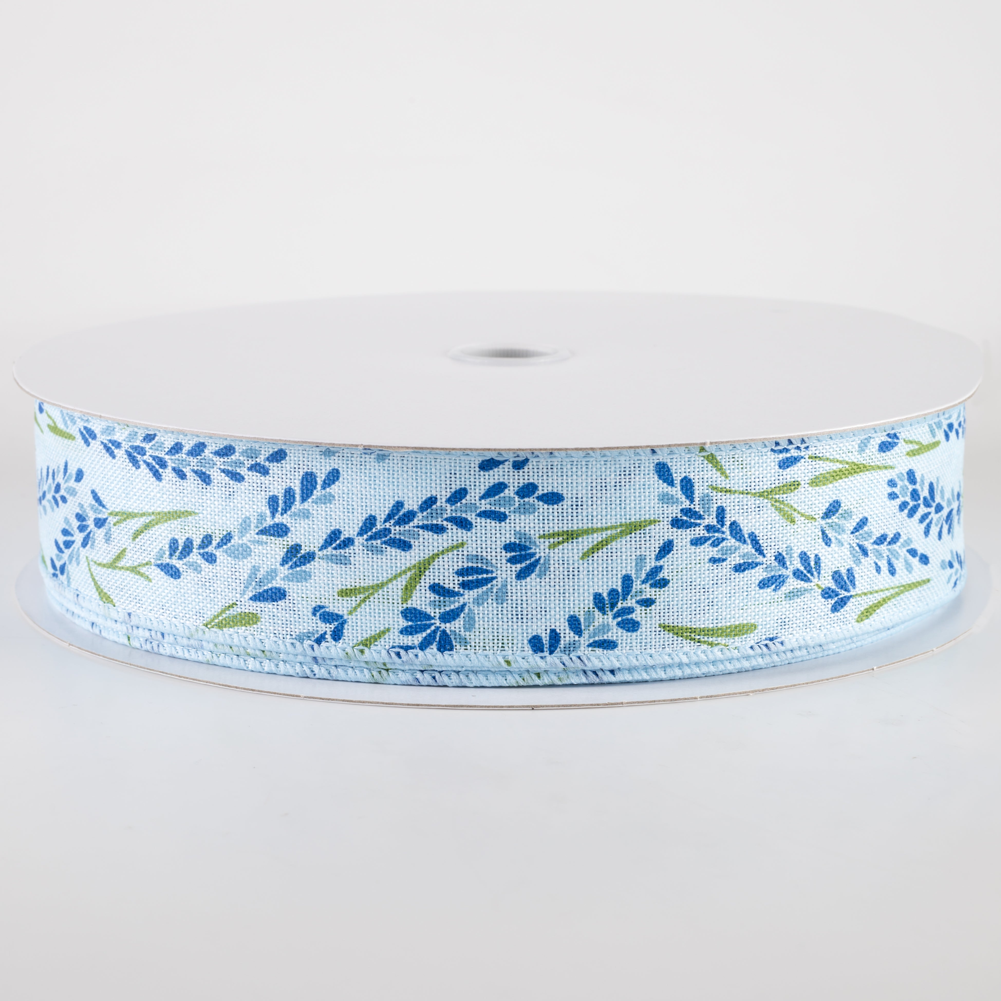 1.5" Hyacinth Linen Ribbon: Light Blue, Navy, Dusty Blue (50 Yards) Item Number: 841-09-430