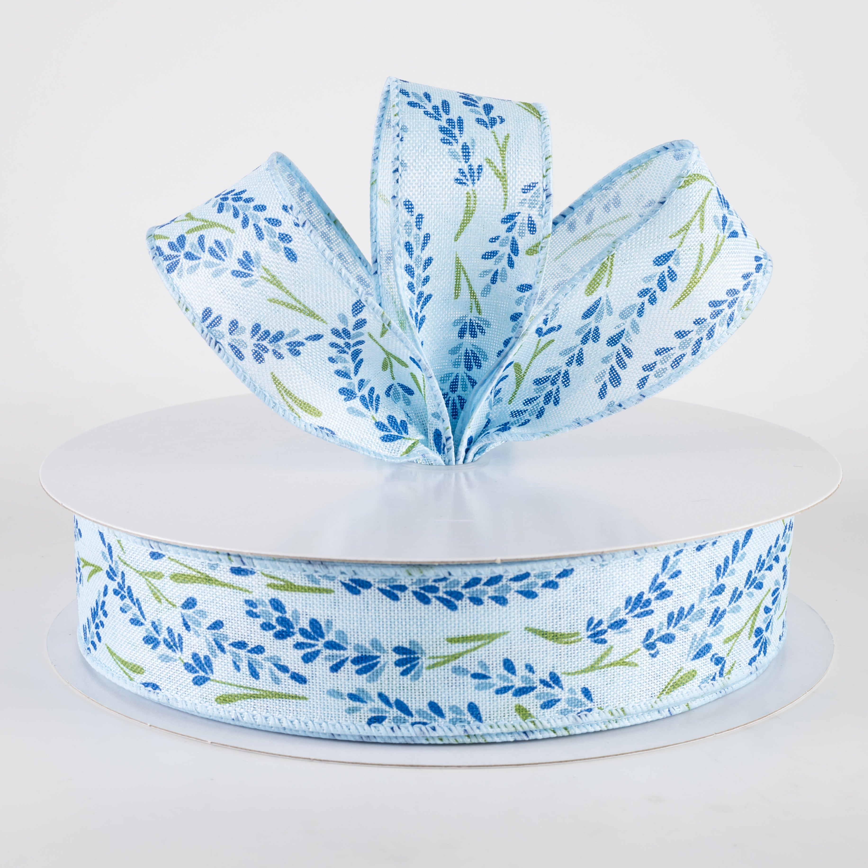 1.5" Hyacinth Linen Ribbon: Light Blue, Navy, Dusty Blue (50 Yards) Lifestyle Photo