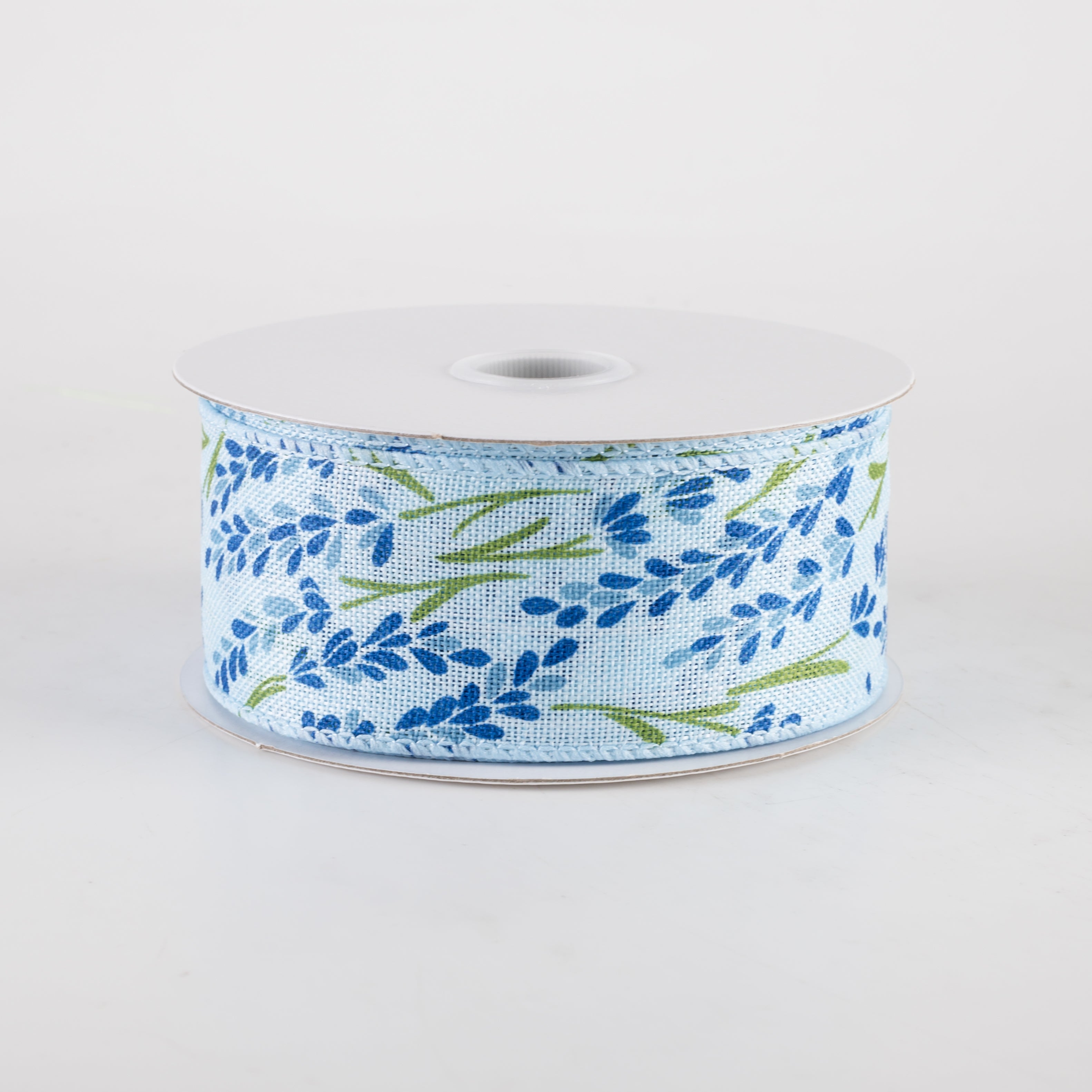 1.5" Hyacinth Linen Ribbon: Light Blue, Navy, Dusty Blue (10 Yards) Item Number: 42410-09-04