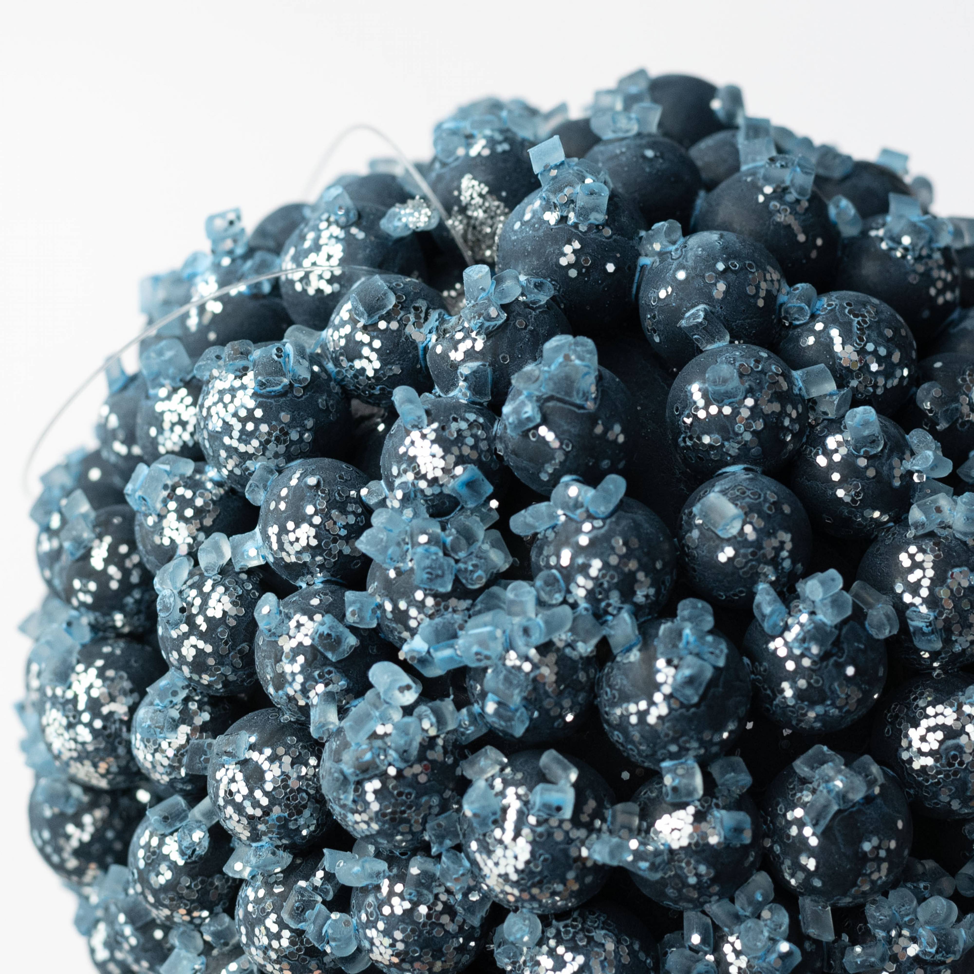 4.5" Iced Berry Ball Ornament: Blue detail photo 3