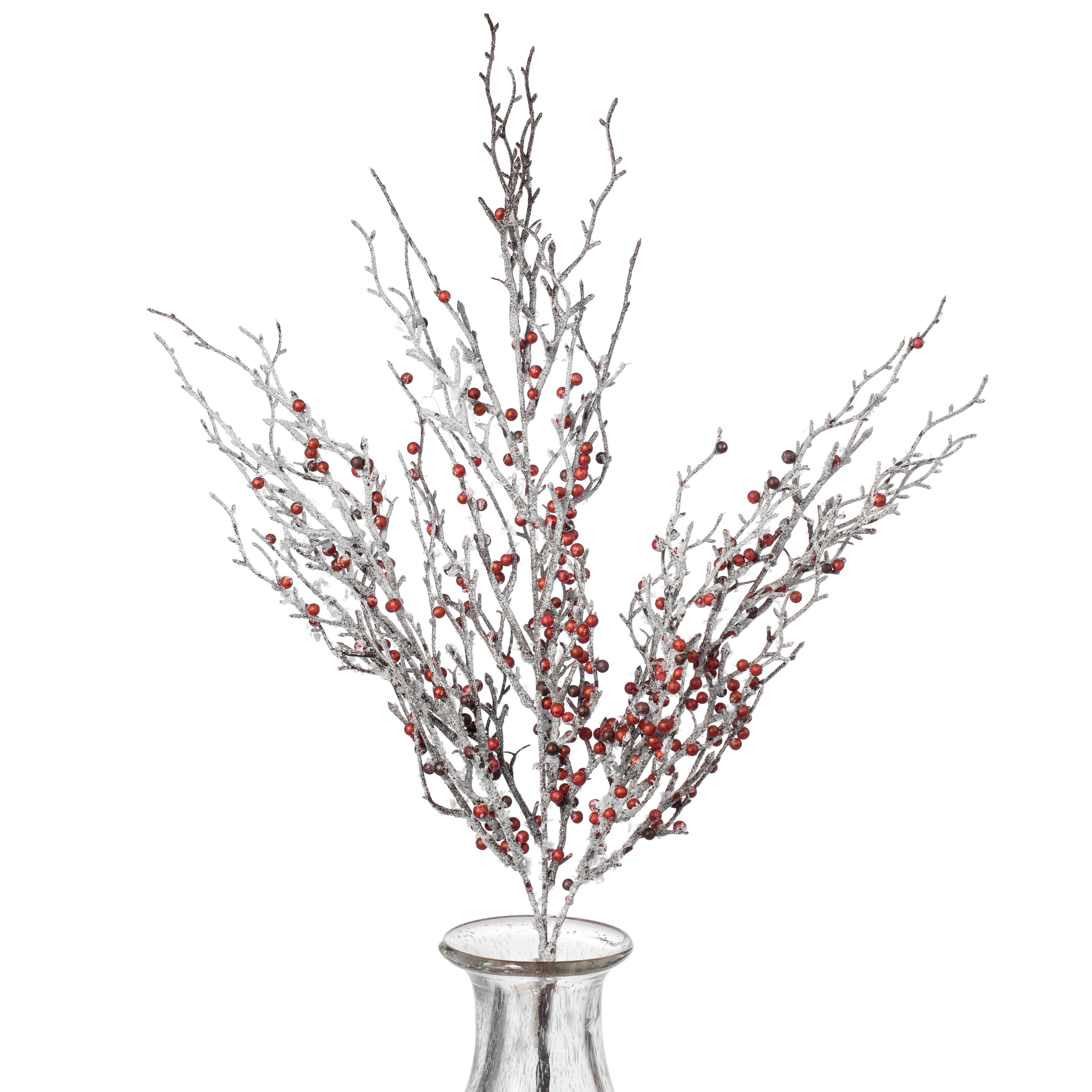 21" Iced Glitter Peppercorn Berry Twig Bush Item Number: ISB72360