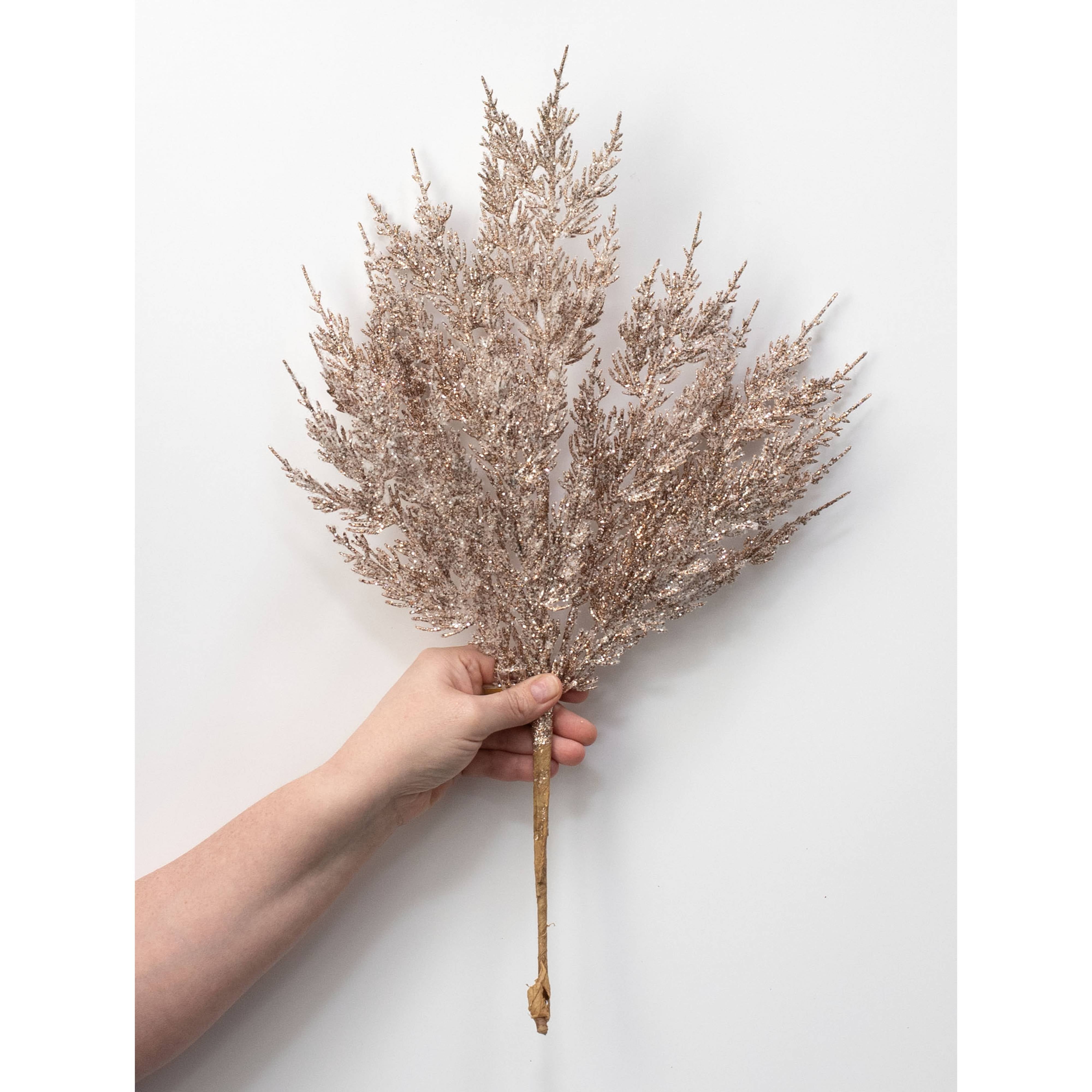 20" Iced Juniper Pine Spray: Rose Gold detail photo 3