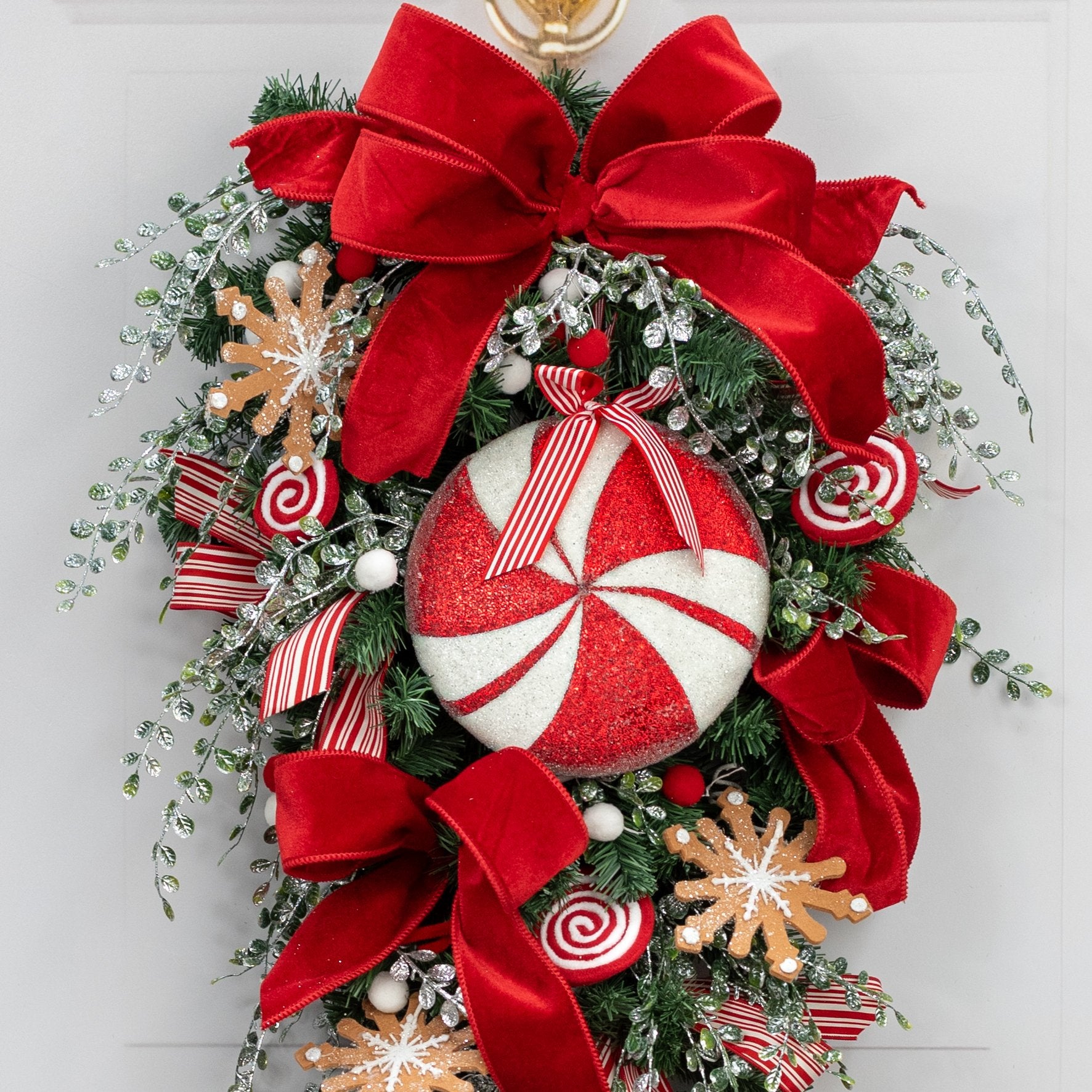 8" Iced Peppermint Ornament: Red & White Lifestyle Photo