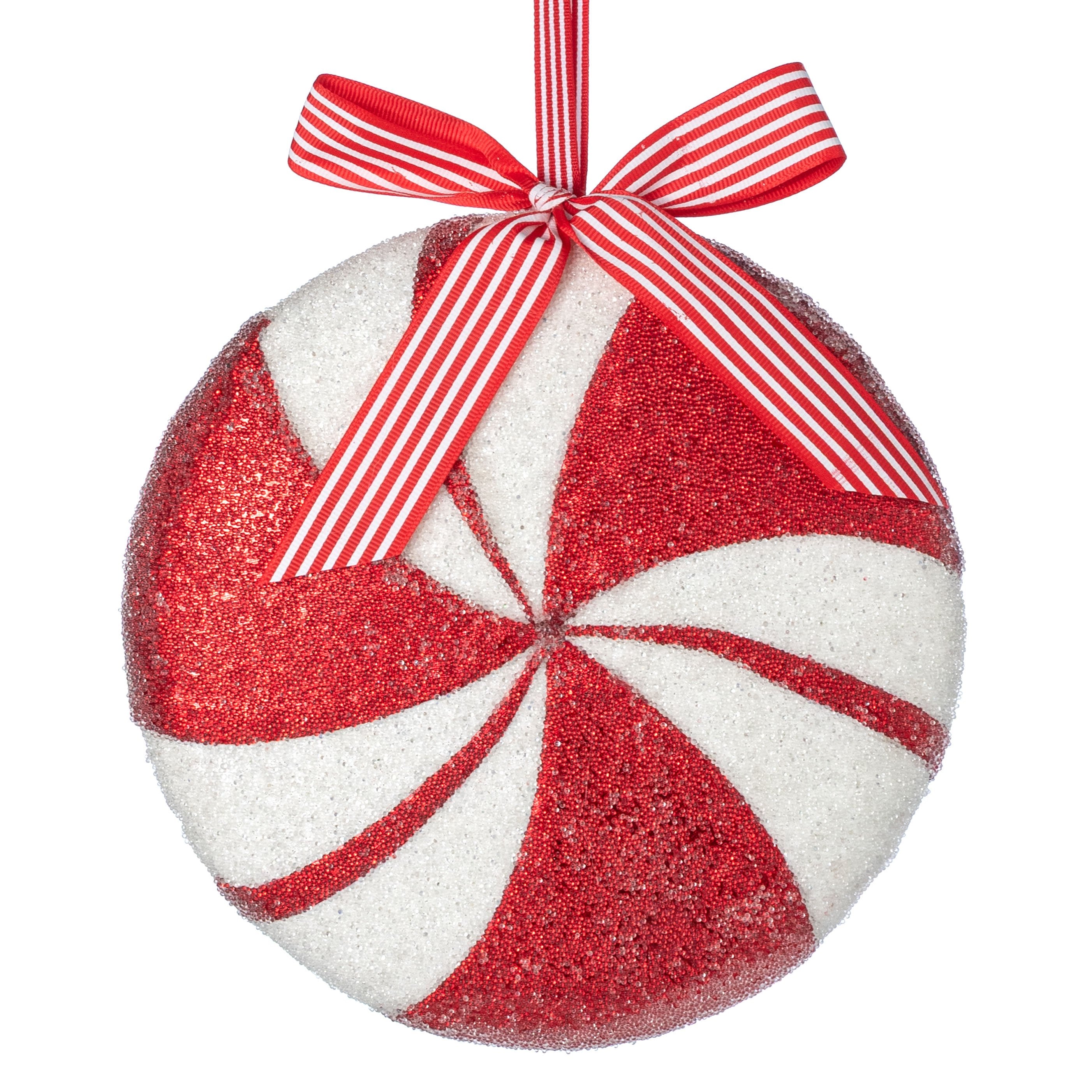 8" Iced Peppermint Ornament: Red & White Item Number: XJ4475