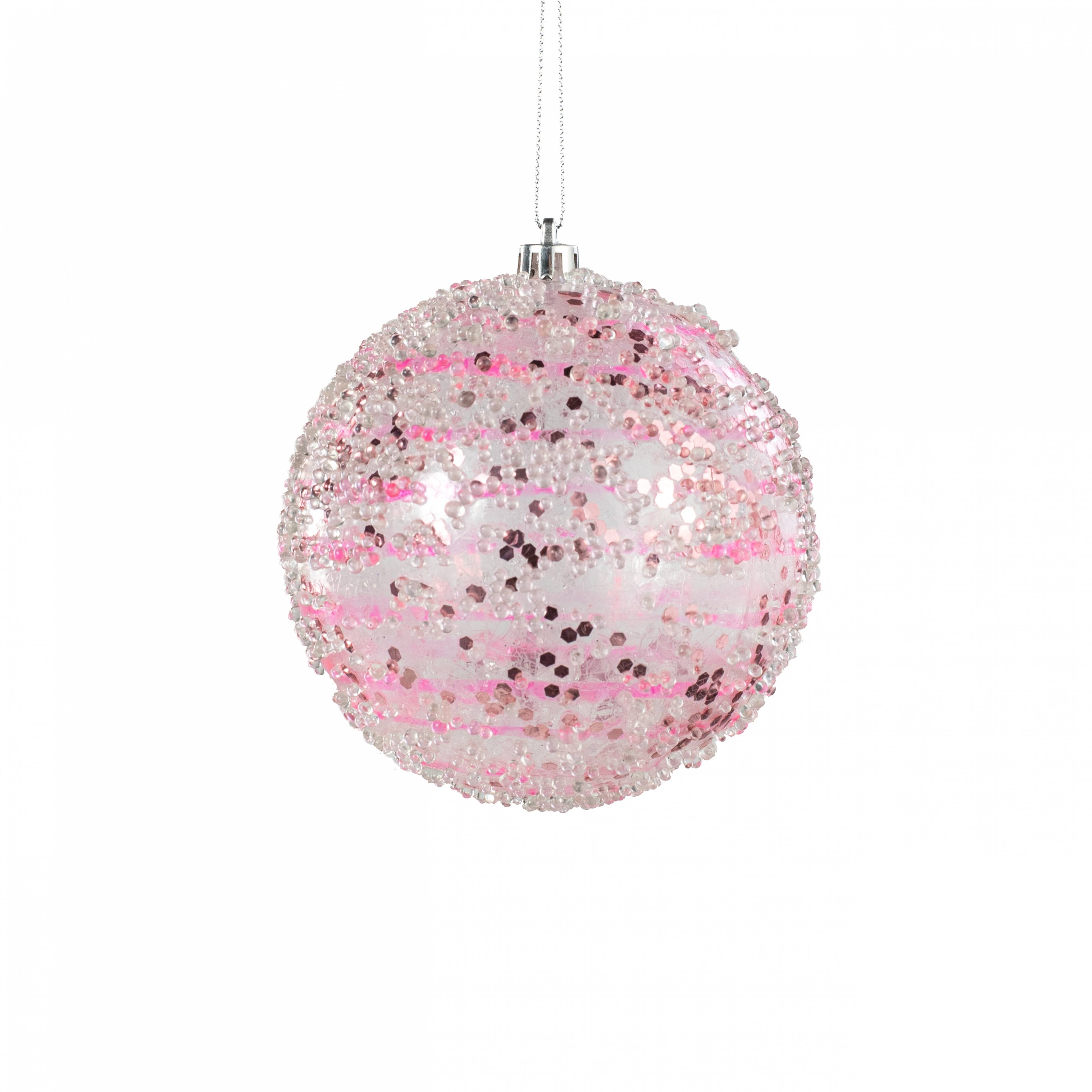 4" Iced Sequin Ball Ornament: Pink Item Number: 228934