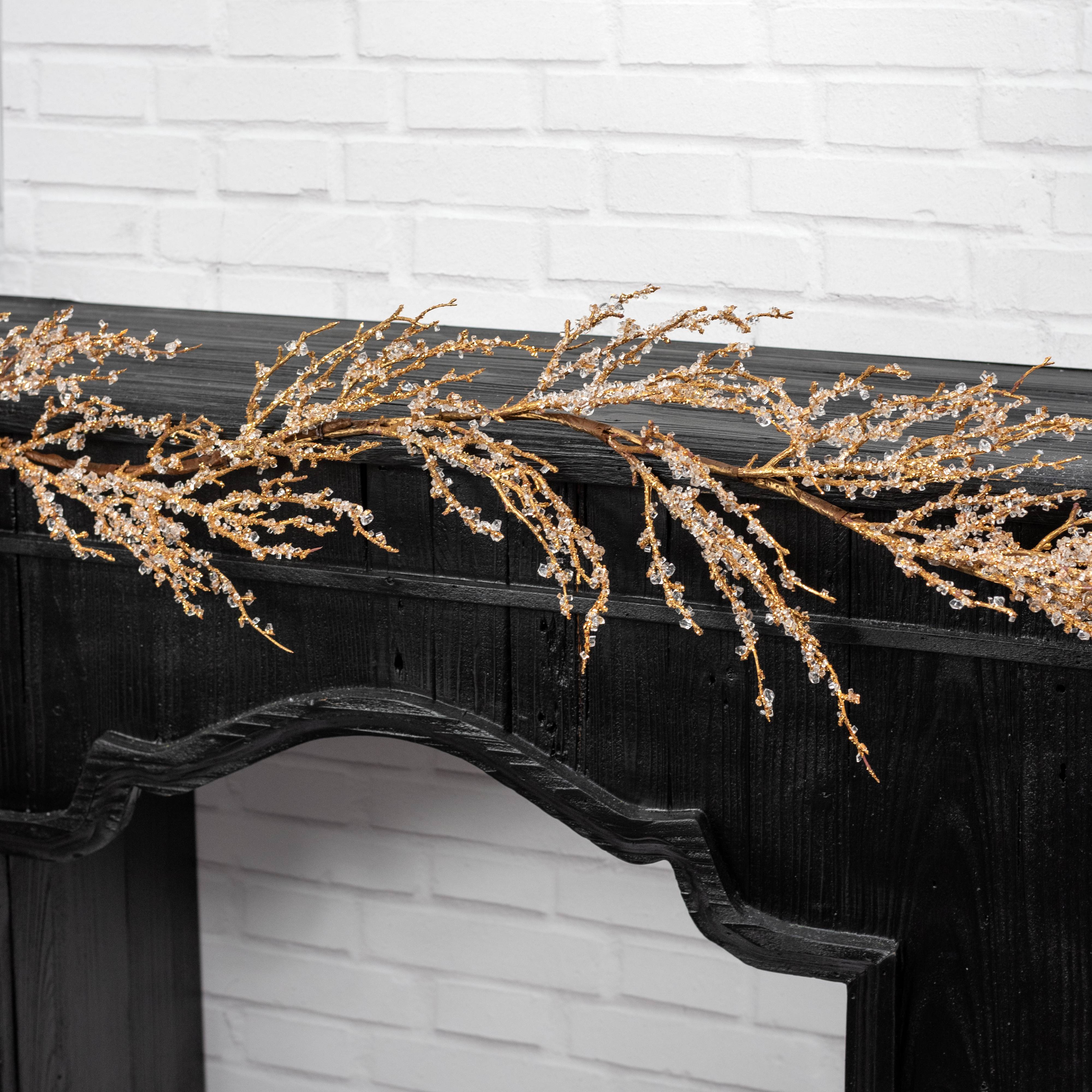 4' Iced Twig Garland: Gold Lifestyle Photo