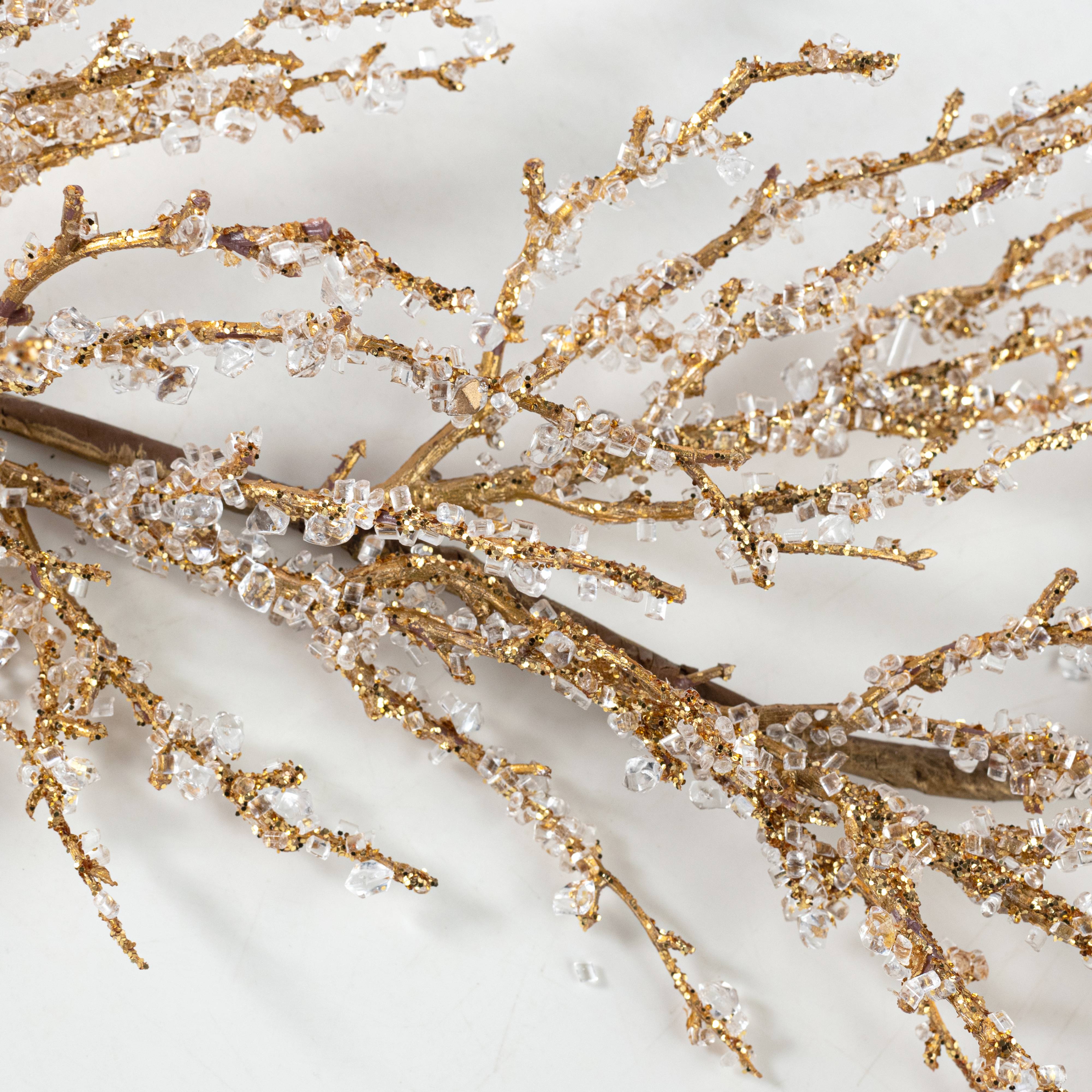 4' Iced Twig Garland: Gold detail photo 5