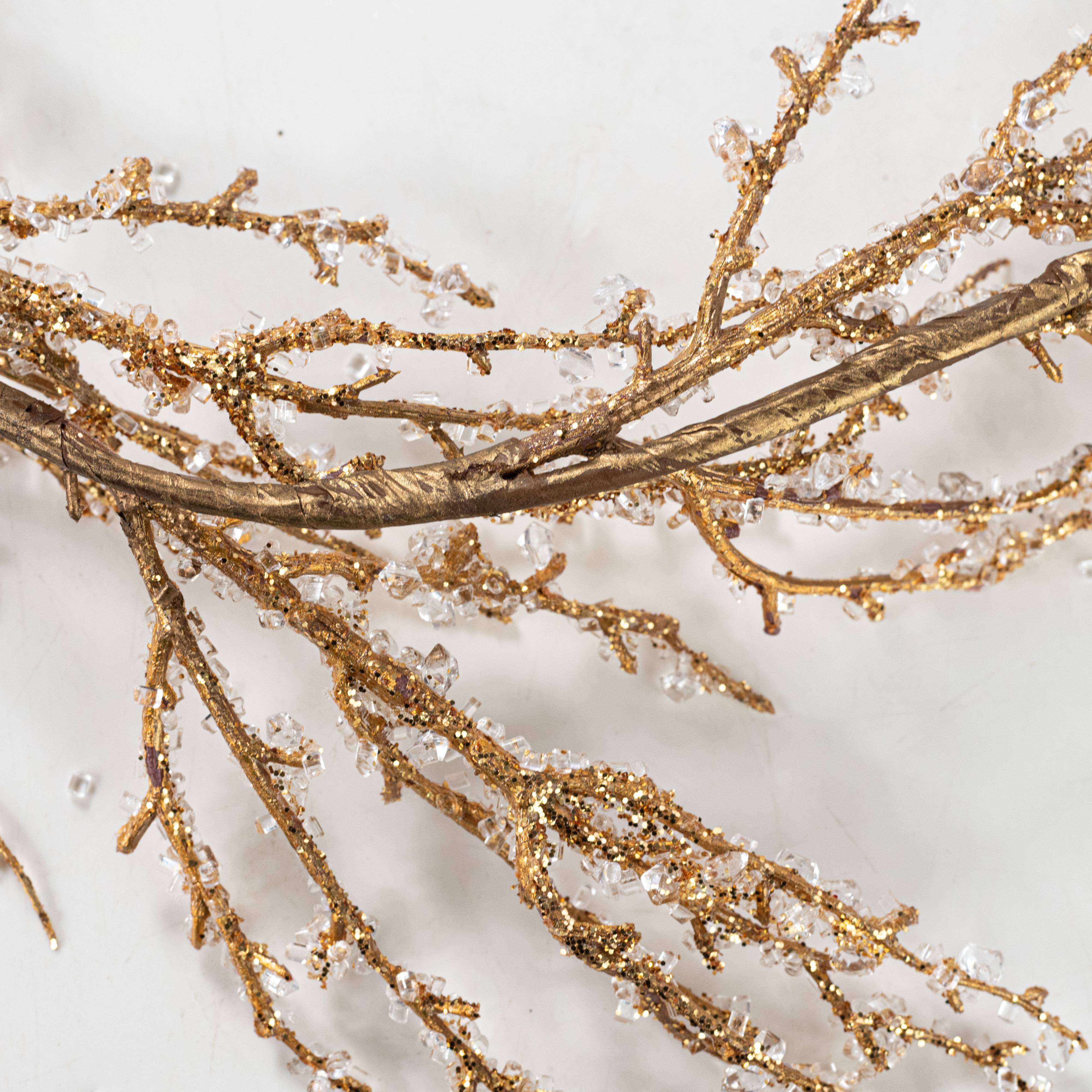 4' Iced Twig Garland: Gold detail photo 6