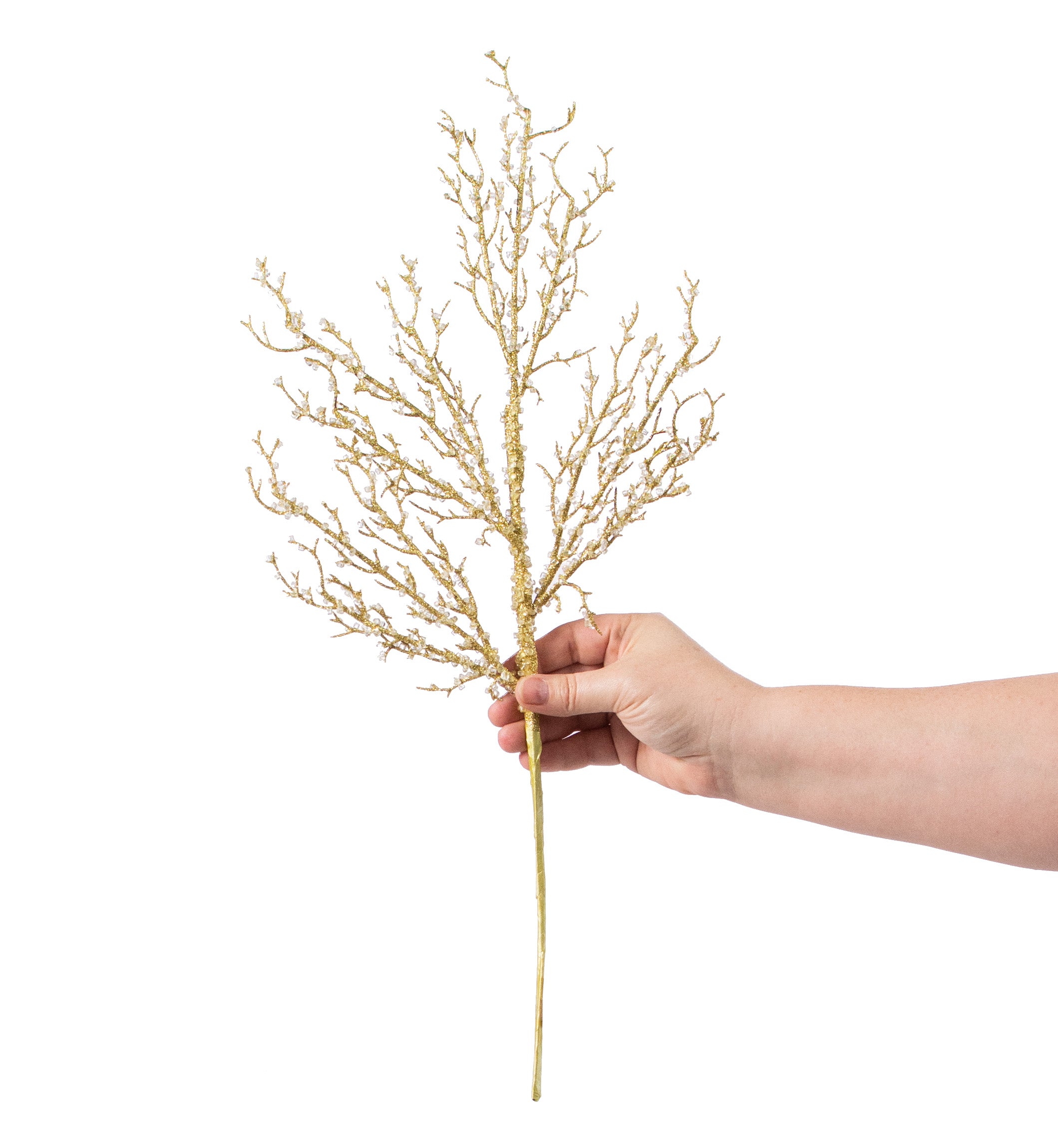 21" Iced Twig Spray: Gold detail photo 3