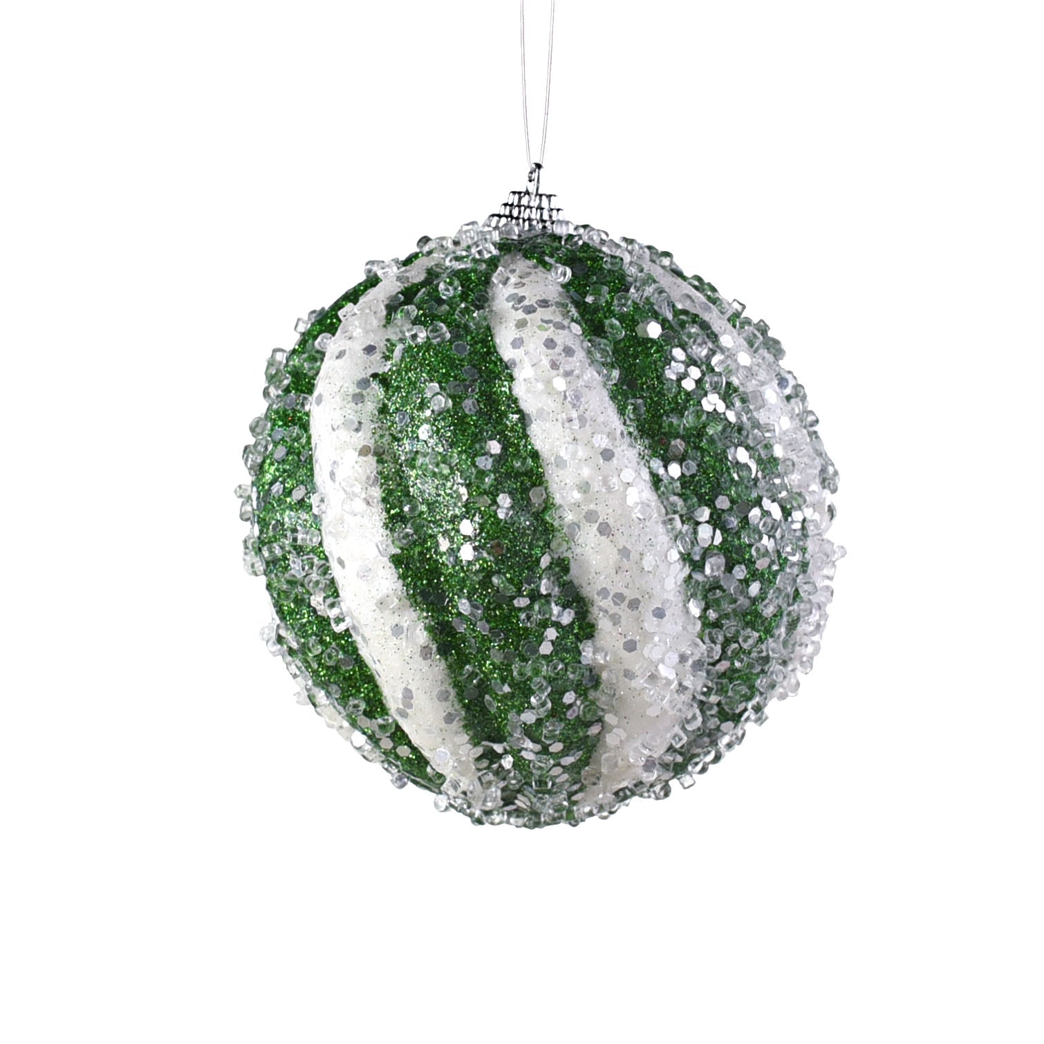 4.5" Icy Ball Ornament: Green & White Item Number: 85237GNWT