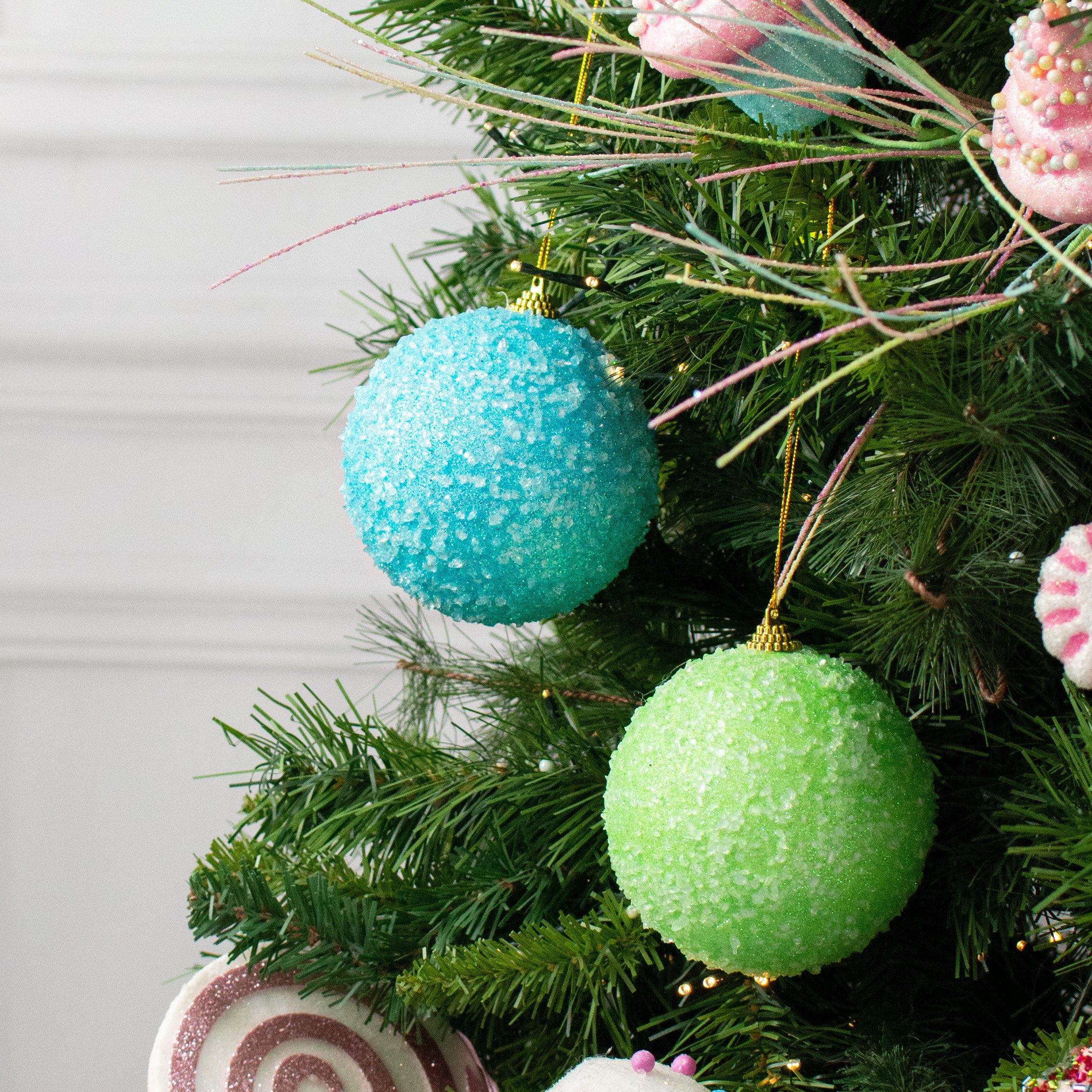 4" Icy Ball Ornament: Light Blue Lifestyle Photo