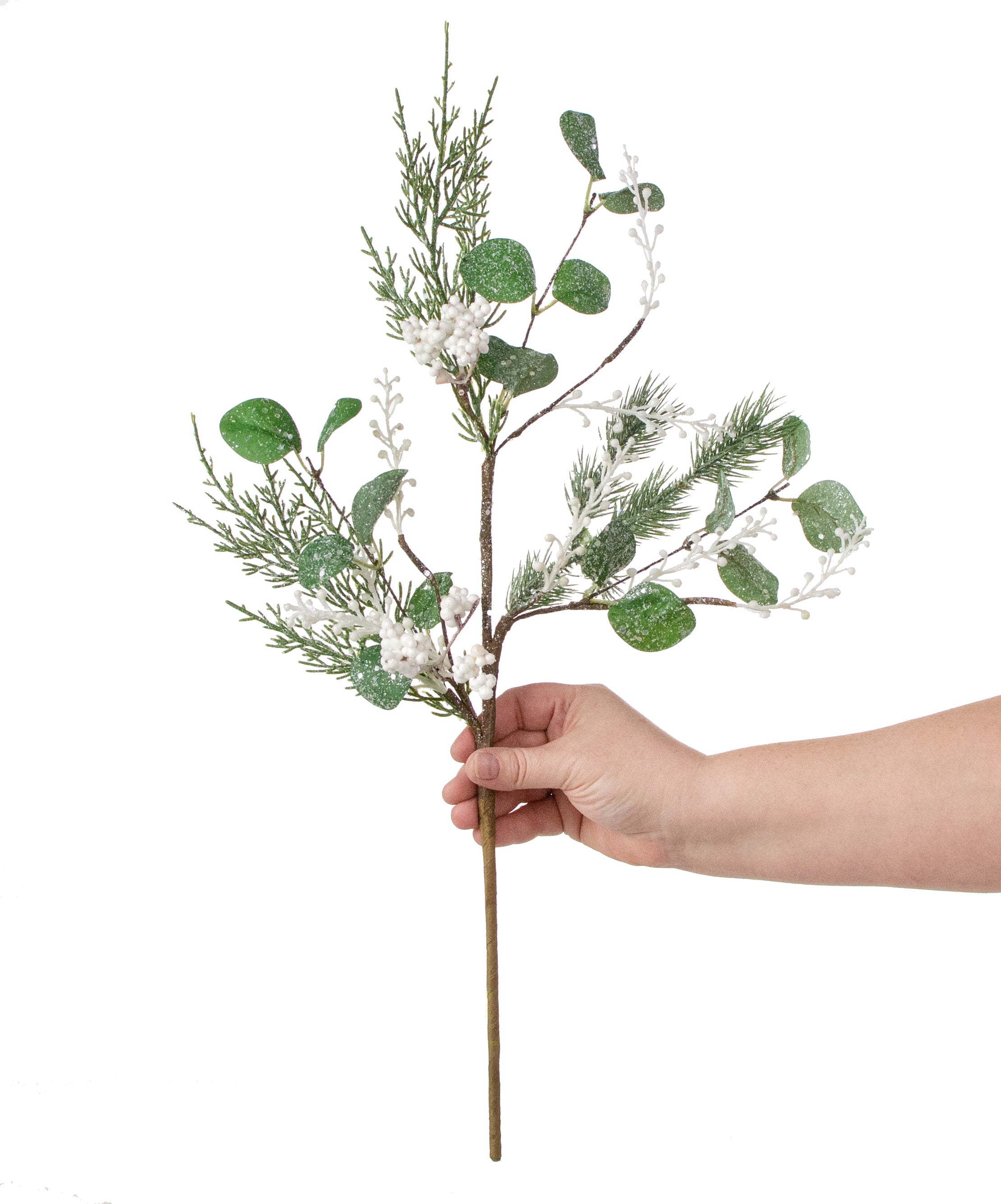18" Icy Berry, Pine, Eucalyptus Leaves Pick detail photo 3