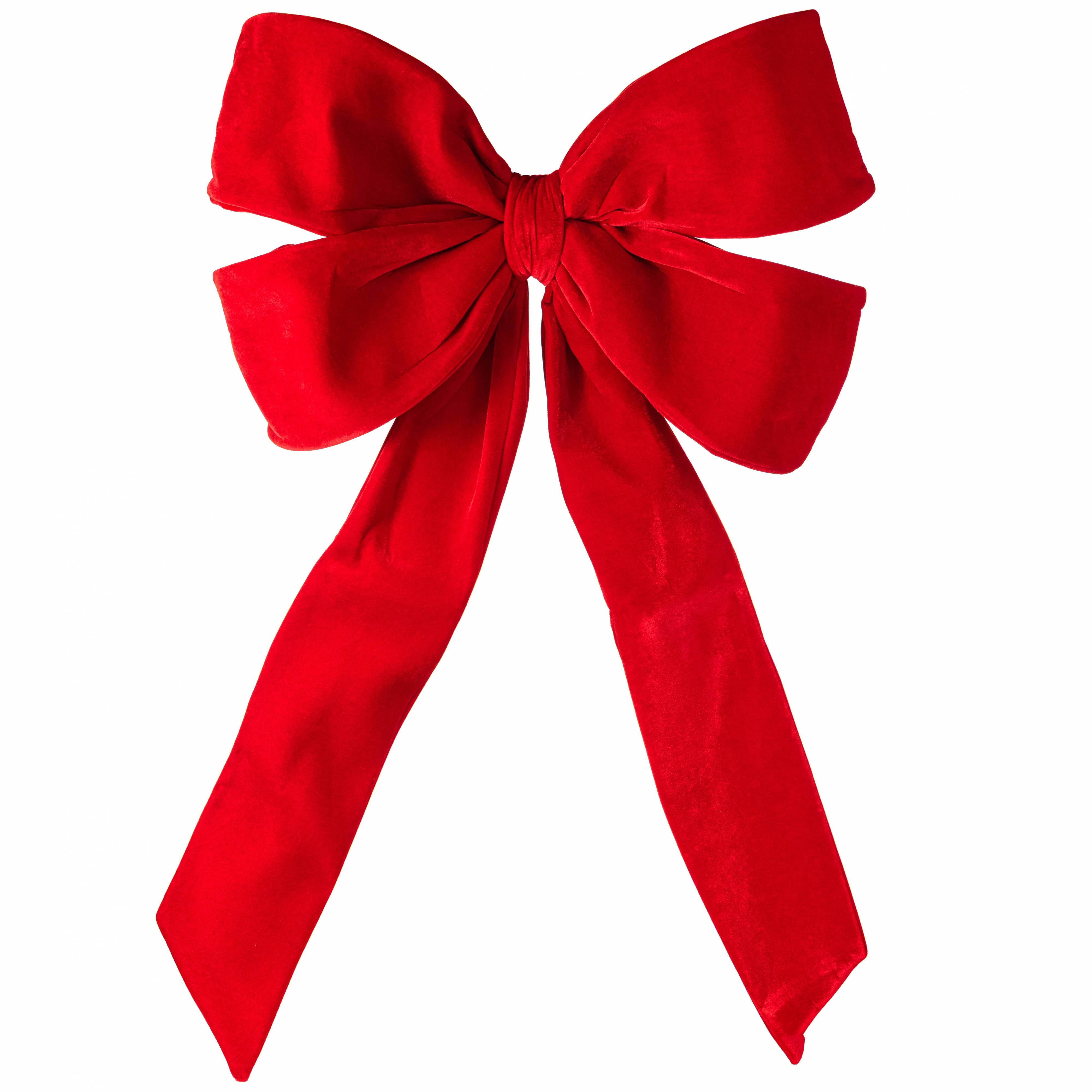 47" Oversized Velvet Bow: Red