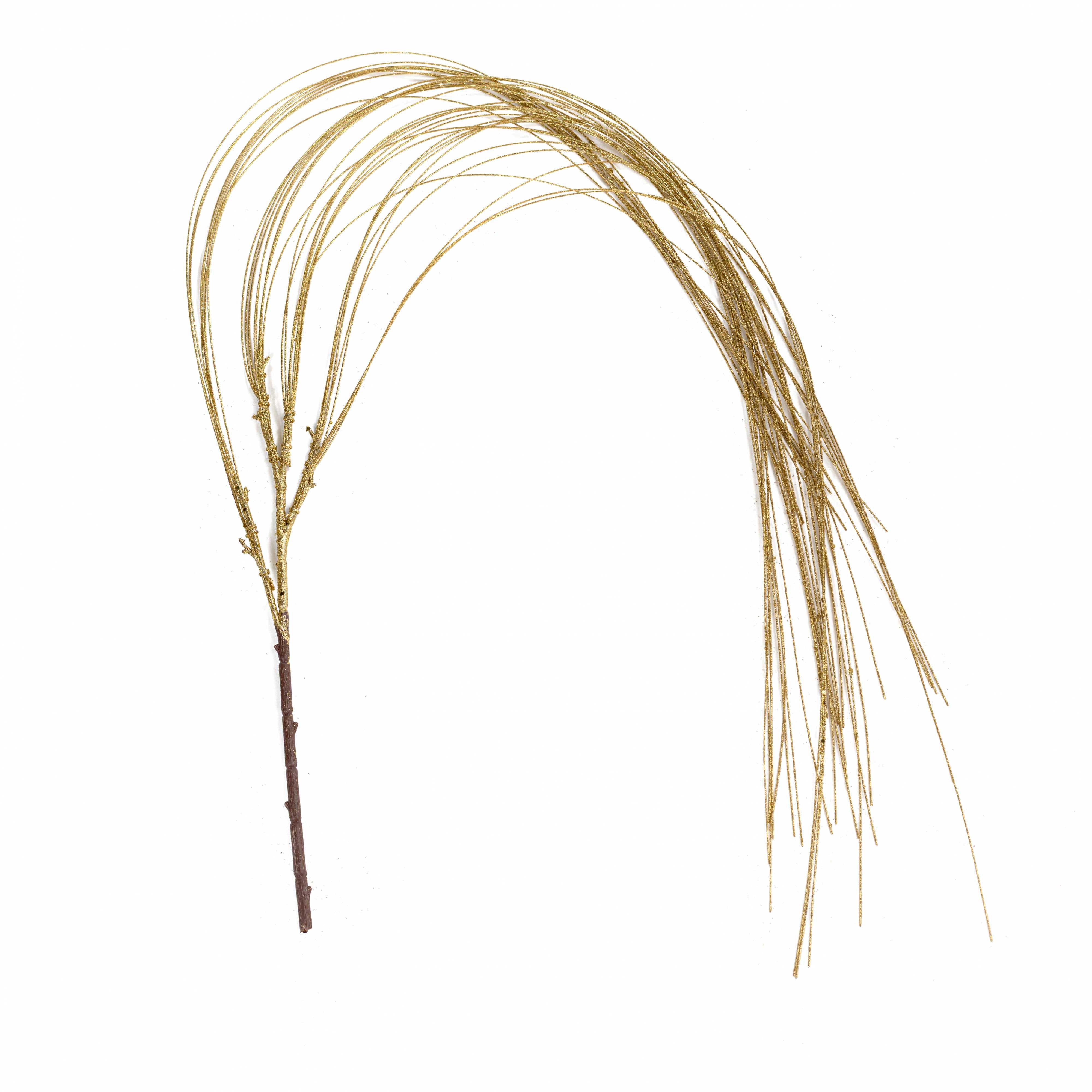55" Glitter Fishline Hanging Spray: Gold