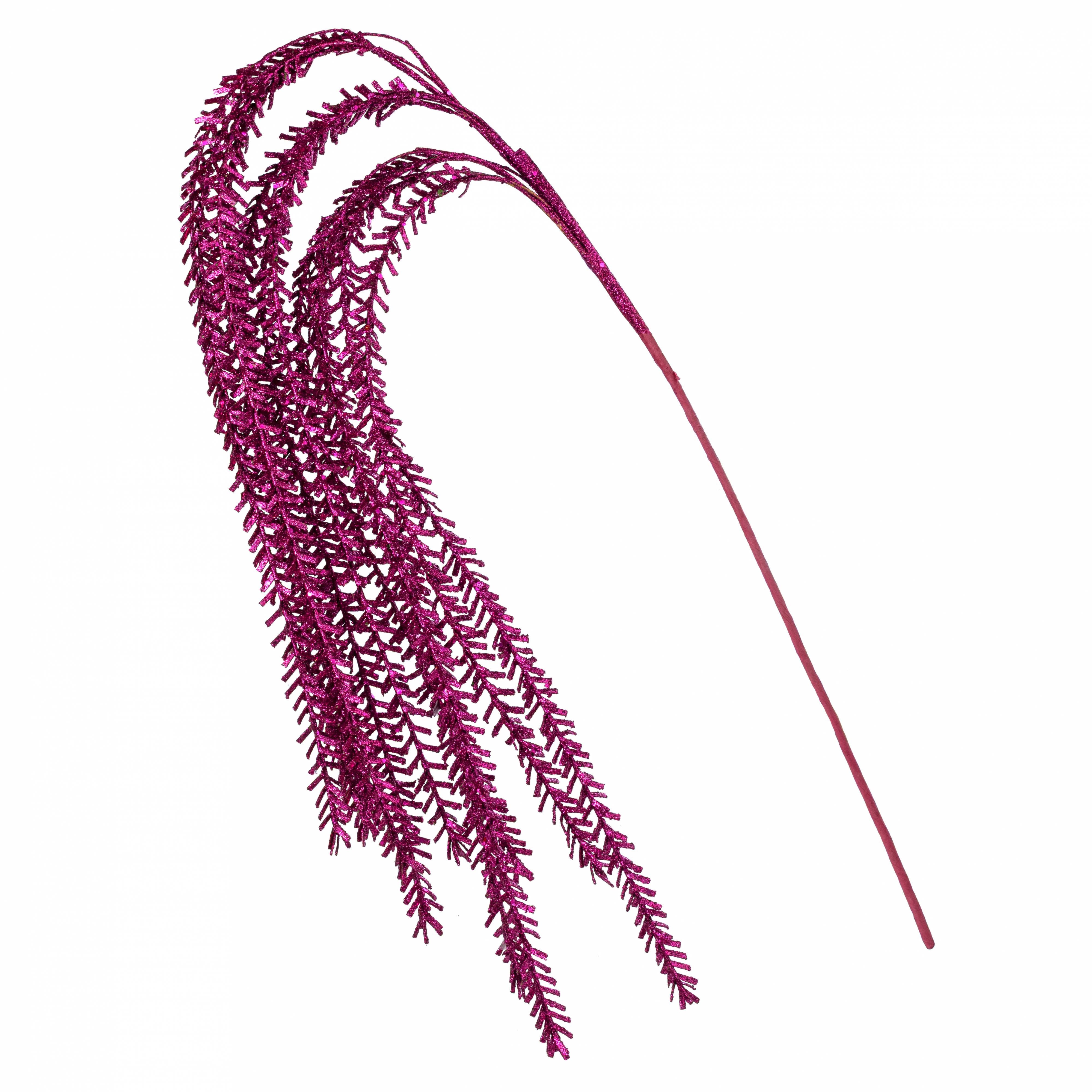 48" Glittered Pine Hanging Spray: Fuchsia Pink