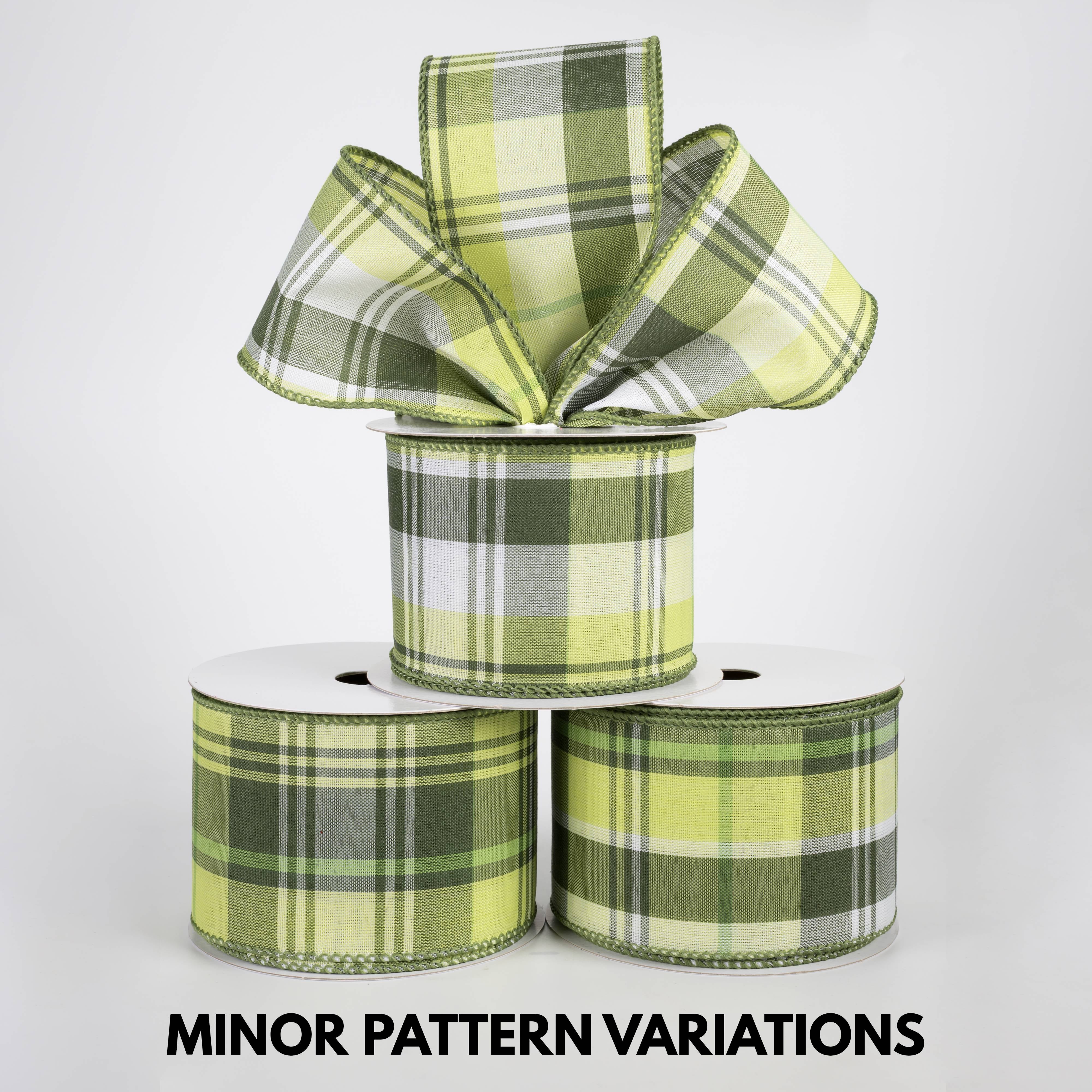 2.5" Lindy Plaid Ribbon: Shades of Green (10 Yards)