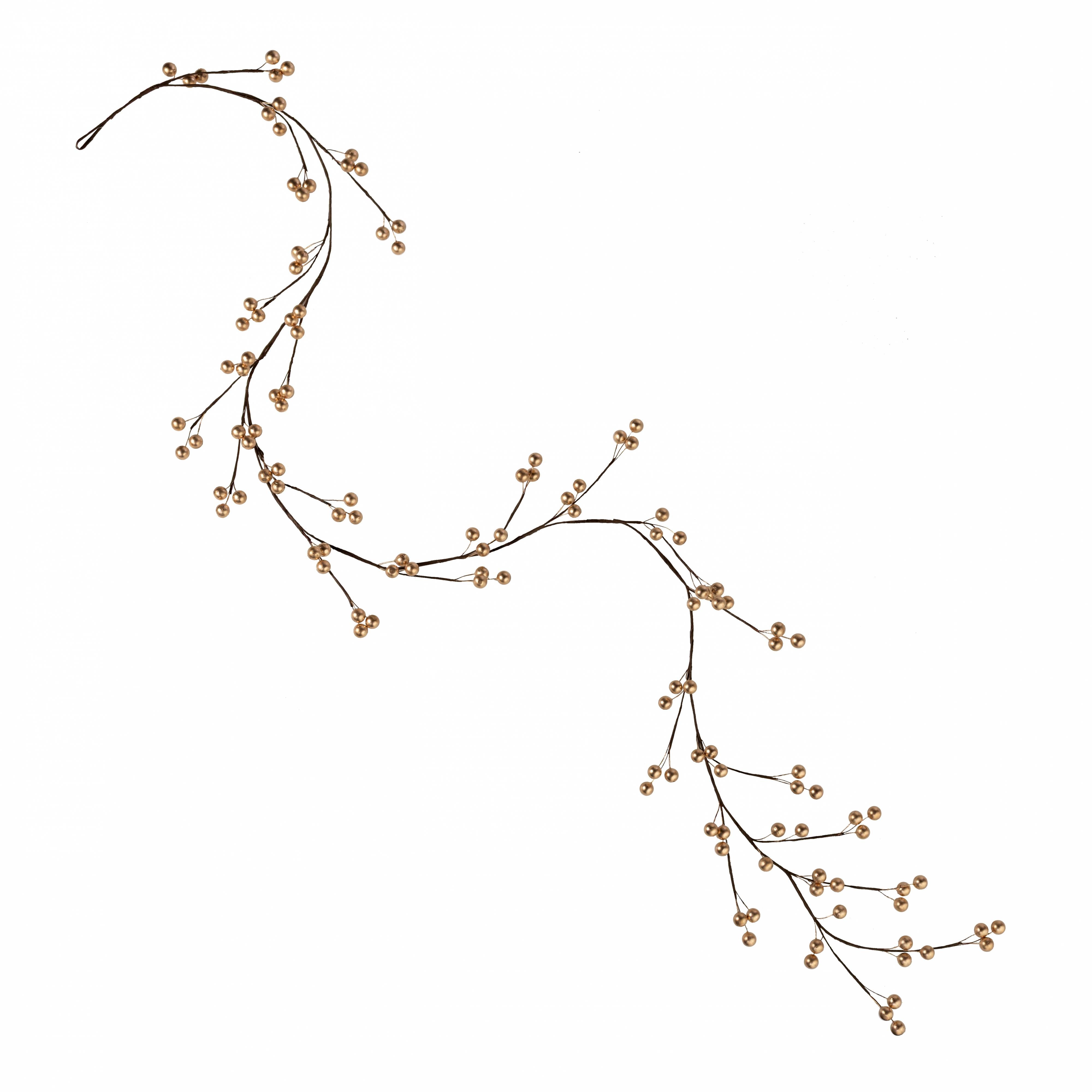 5' Berry Ball Garland: Shiny Gold