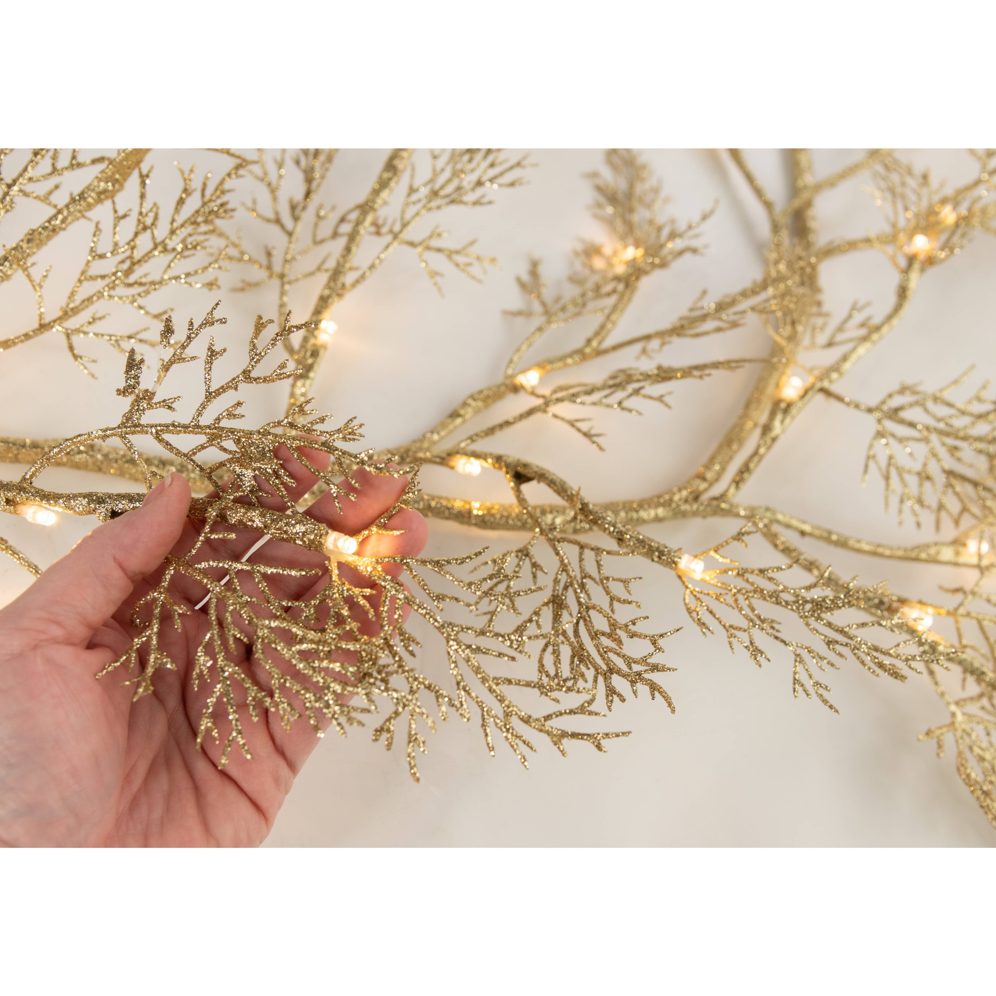 59" Lighted Glitter Cedar Garland (Warm White, 48 LED, AC Power)