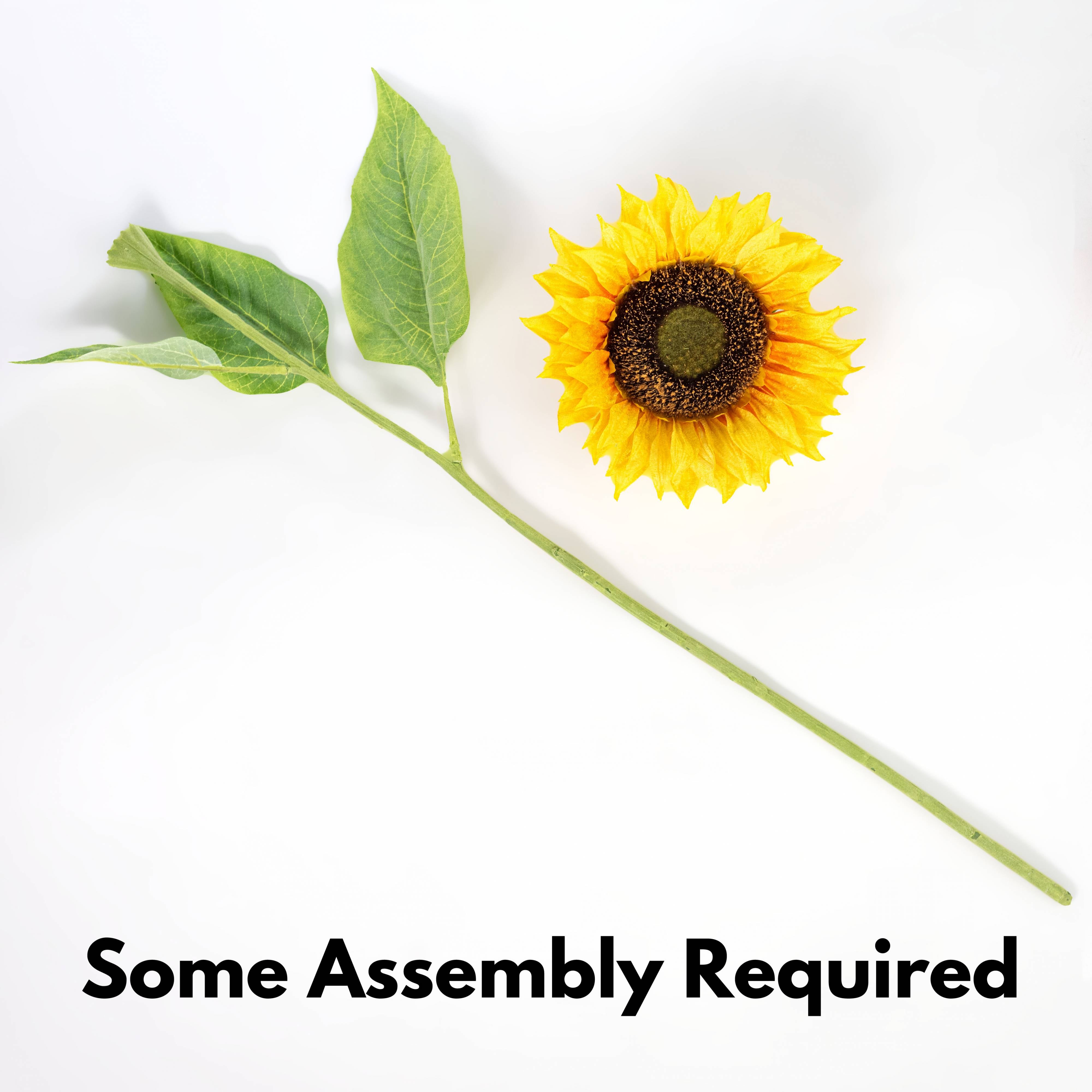 8" x 29" Velvet Sunflower Stem: Yellow