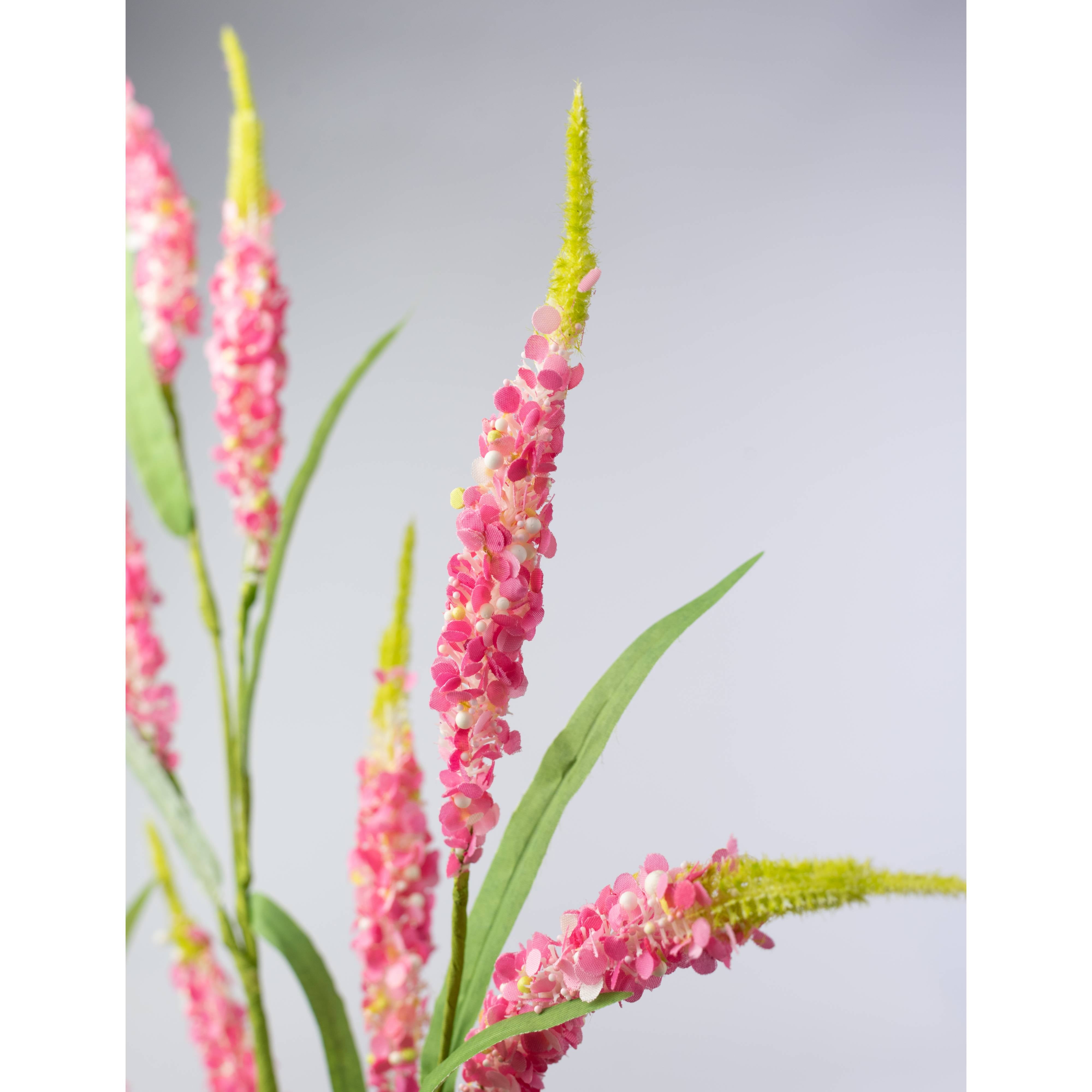 33" Beaded Salvia Flowers Spray: Pink & Cream