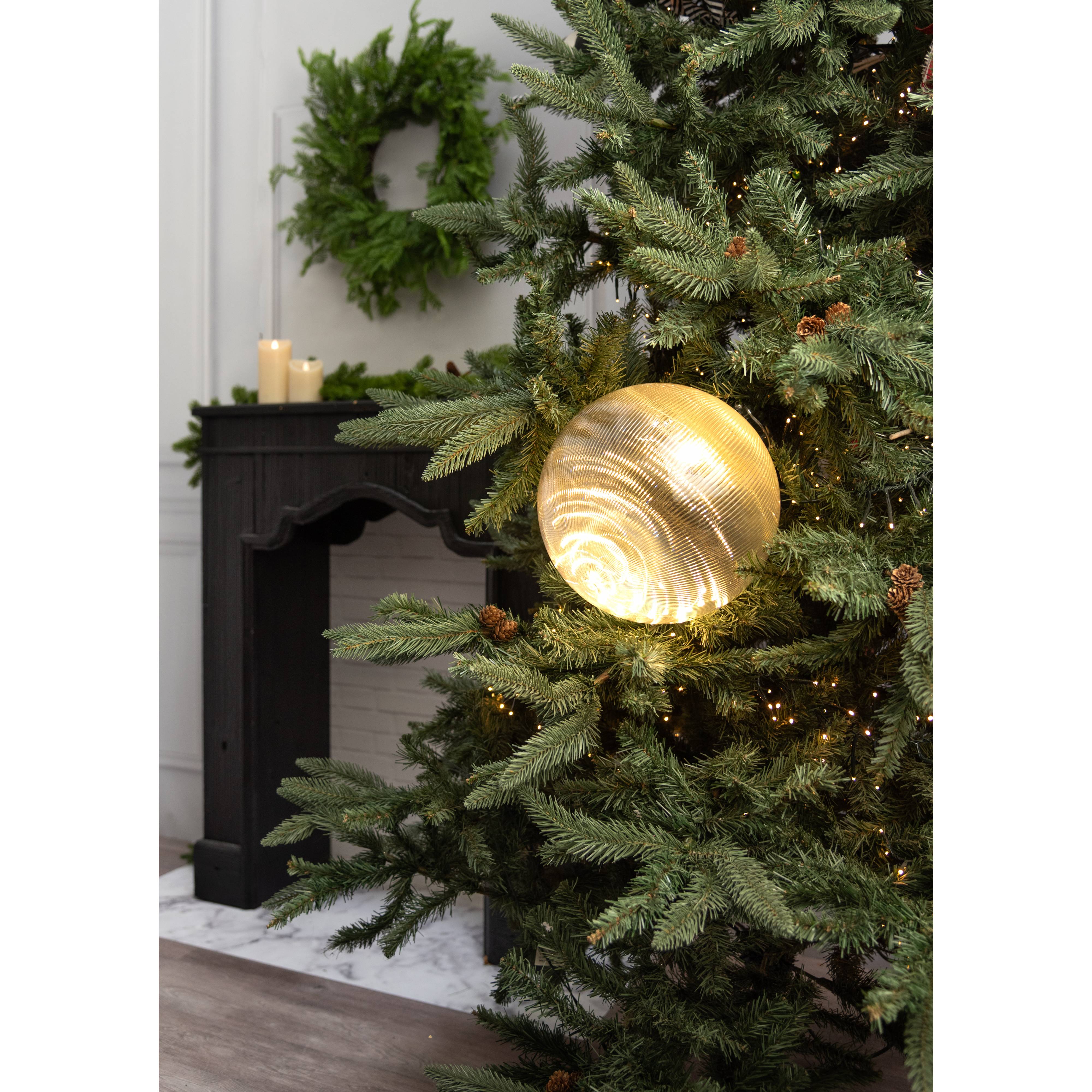 10" Borealis Ball Lighted Ornament: Clear & Warm White