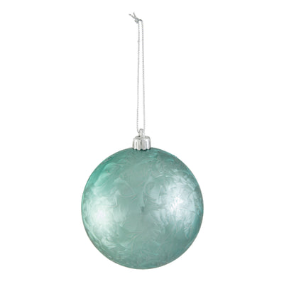 100MM Round Feather Ball Ornament: Light Blue