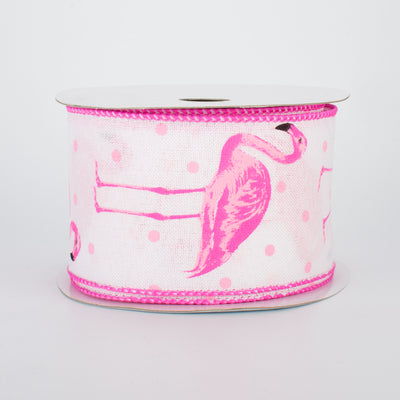 2.5" Flamingo Ribbon: White & Pink (10 Yards)