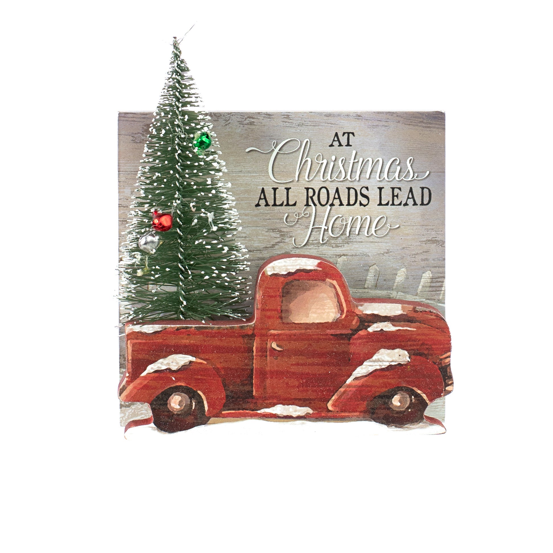5" Wooden Vintage Truck Scene: At Christmas