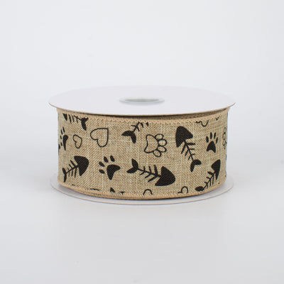 1.5" Cat Treat, Paw, Heart Ribbon (10 Yards)