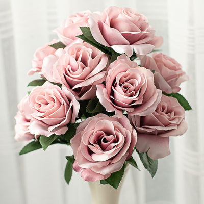 17" Colorfast Lillian Open Rose Bush: Dusty Pink (12)