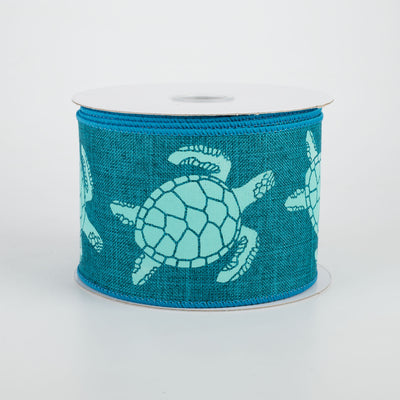 2.5" Aqua Sea Turtle Ribbon: Teal (10 Yards)