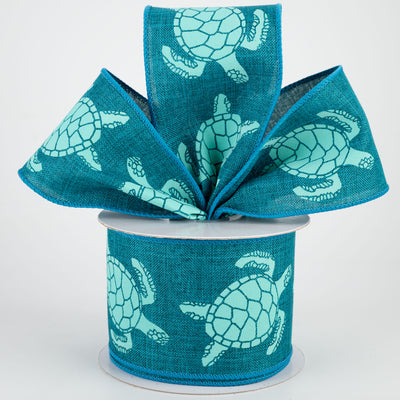 2.5" Aqua Sea Turtle Ribbon: Teal (10 Yards)