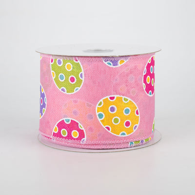 2.5" Polka Dot Easter Eggs Ribbon: Pink (10 Yards)
