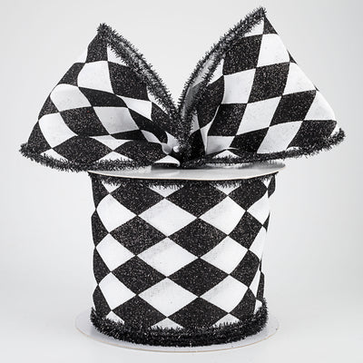 4" Glitter Harlequin Tinsel Edge Ribbon (10 Yards)