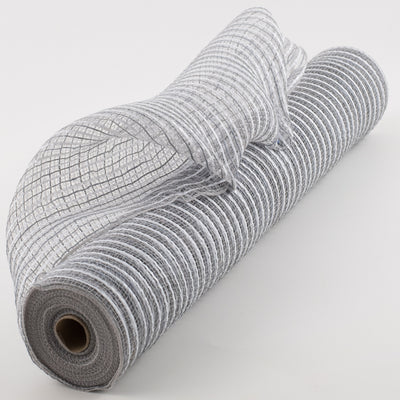 21" Fabric Stripe Mesh: Grey & White