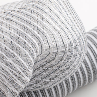 21" Fabric Stripe Mesh: Grey & White