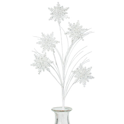 29" White Glittered Snowflake Spray