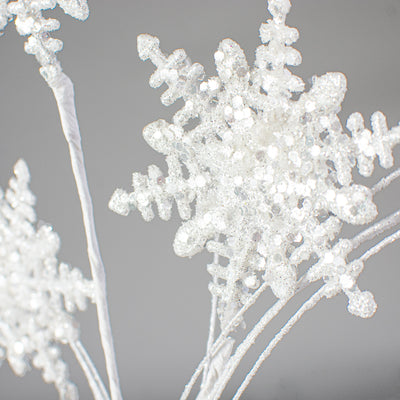 29" White Glittered Snowflake Spray