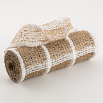 10" Magnolia Plaid Mesh: Natural & White