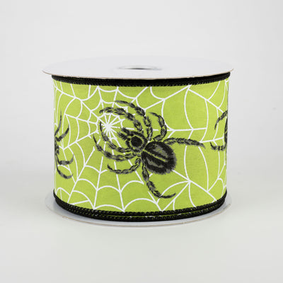 2.5" Spider On Web Ribbon: Lime Green (10 Yards)