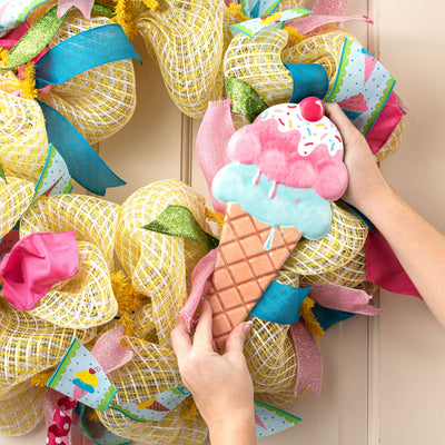 12" Metal Embossed Hanger: Ice Cream Cone