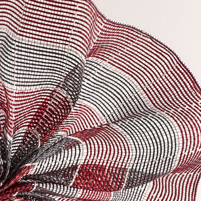 10" Fabric Square Check Mesh: Red, Grey, White
