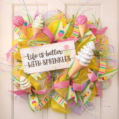 19" Sprinkle Ice Cream Pick: Cream