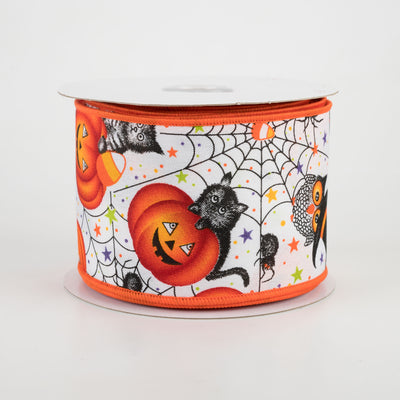 2.5" Halloween Collage Satin Ribbon (10 Yards)
