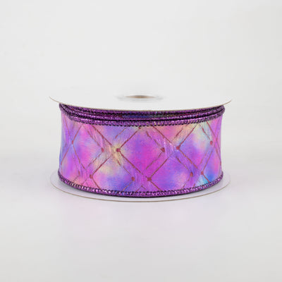 1.5" Purple Holographic Diamonds Ribbon (10 Yards)