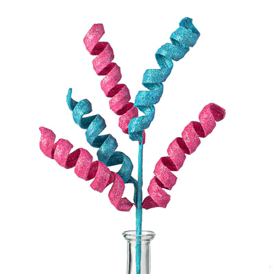 16" Frizzy Curly Pick: Pink & Blue