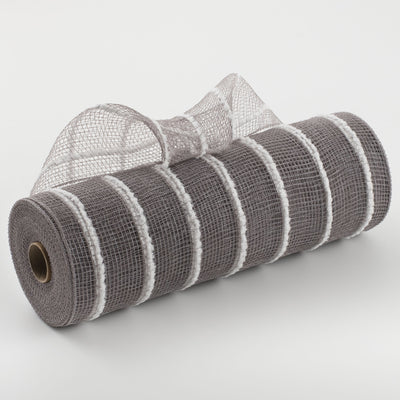 10" Fuzzy Stripe Mesh: Pewter