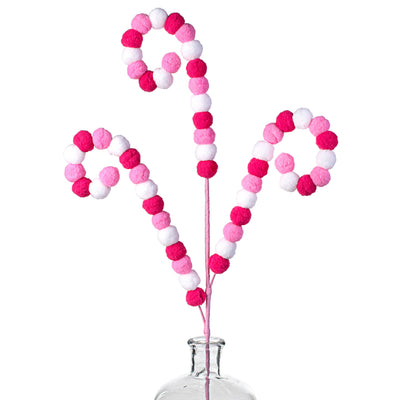 30" Felt Ball Curly Spray: Fuchsia, White, Pink